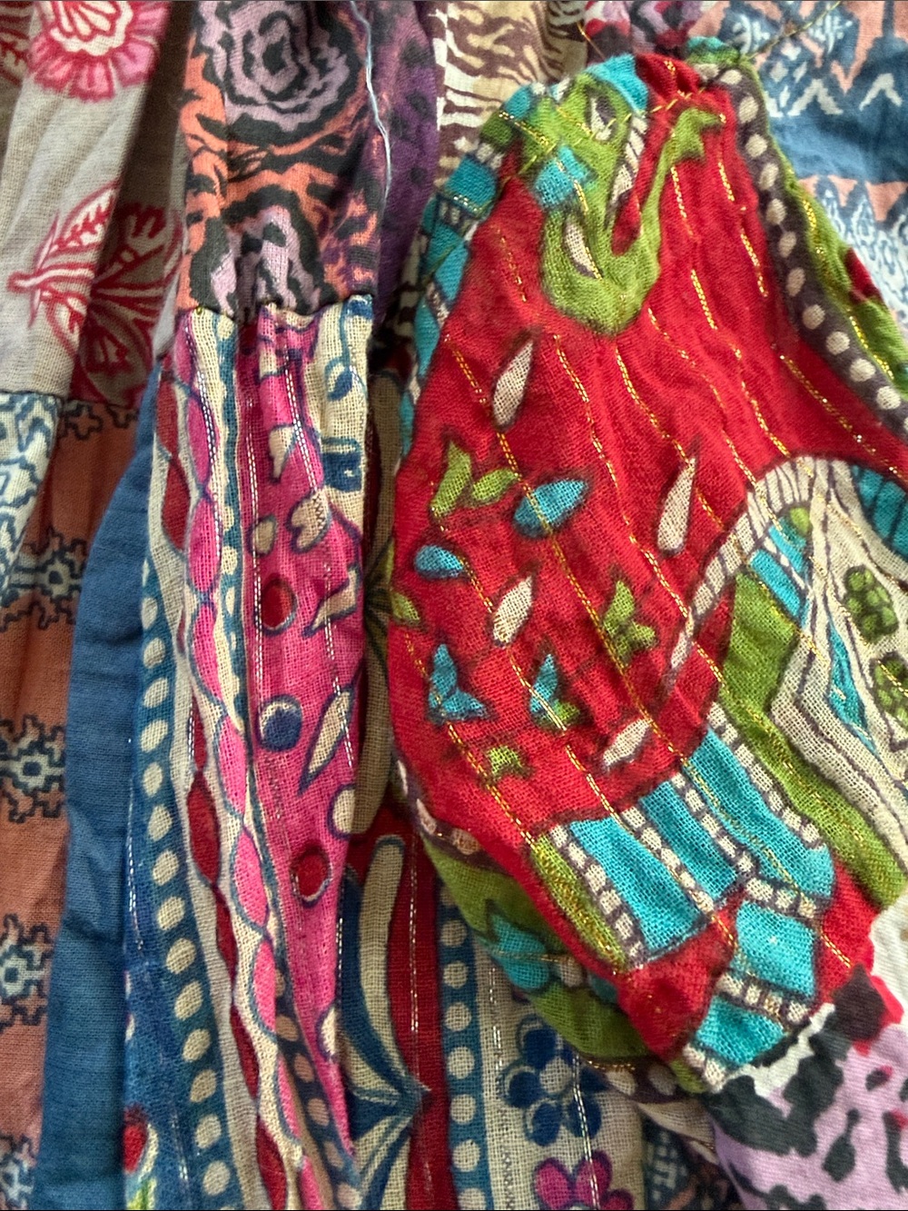 Patchwork Cotton Colorful Pull On Boho Festival Maxi Skirt - Picture 5 of 13
